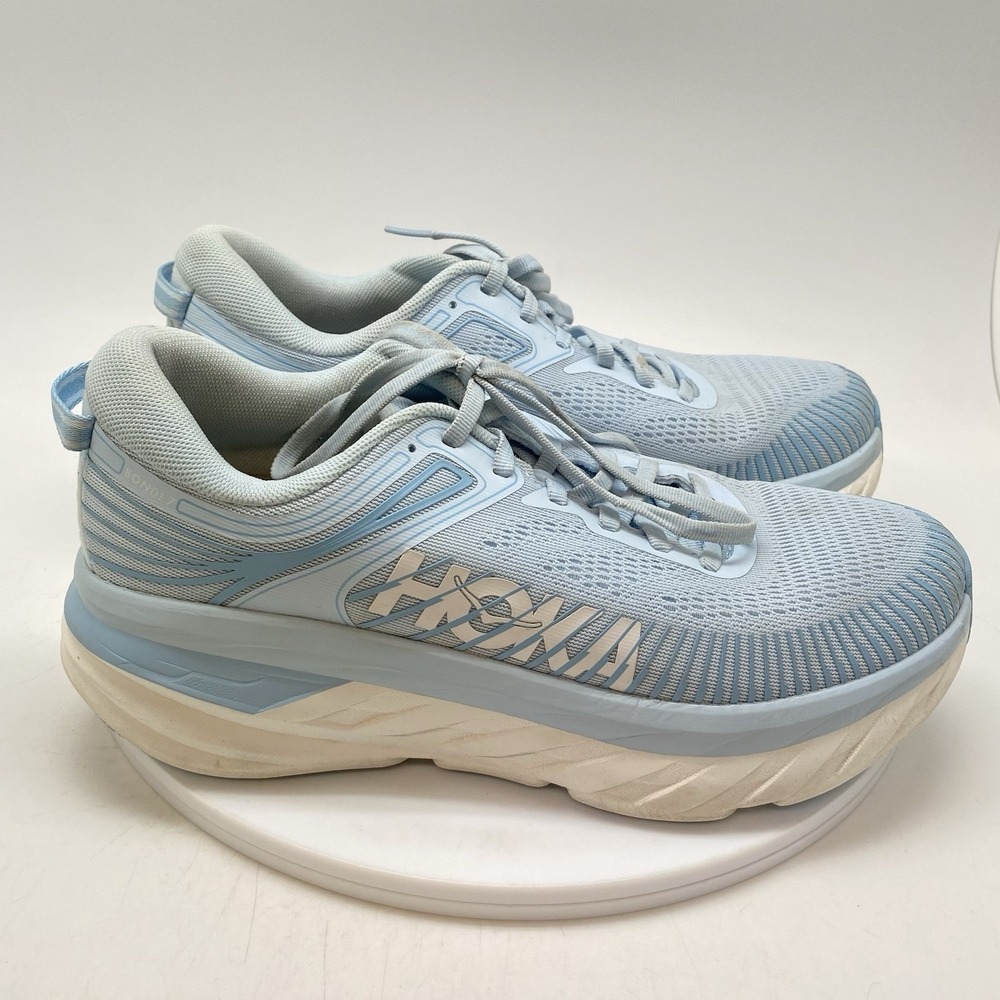 Hoka One One Sneakers Womens 8.5  Bondi 7 1110519 IRW Blue Gym Running Shoes